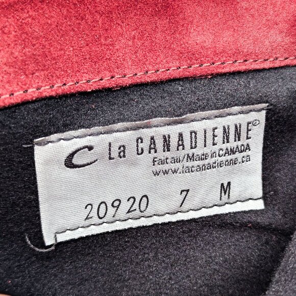 La Canadienne Women Tina Red Suede Wedge Ankle Zip Boots size 7 - Picture 10 of 10